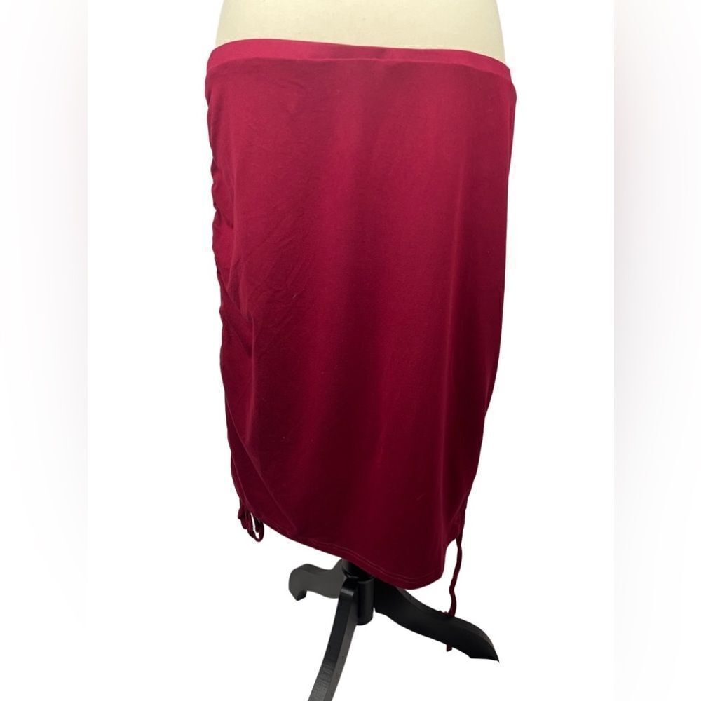 Shein Curve Red Cotton Blnd Drawstring Side short sleeve Tee & Skirt set Sz 4XL - Picture 5 of 11